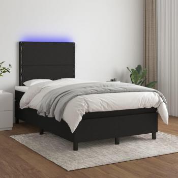 Cama de muelles box spring con colchón y LED de tela negra 120x200 cm Vidaxl