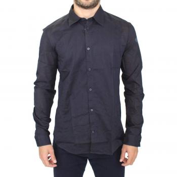 Ermanno Scervino Blue Slim Fit Cotton Casual Top Shirt - IT50 | M, Size: L