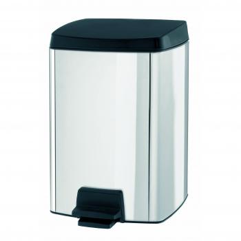 Brabantia Pedal Bin - Cubo de Basura, Rectangular, 10 litros, Tapa silenciosa, Cubo Interior de plástico extraíble, Acero Brillante