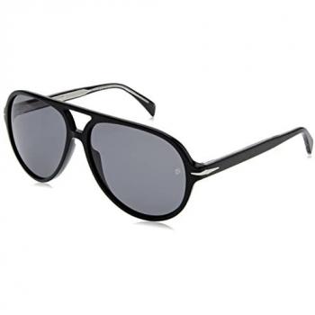 David Beckham Unisex Stylish Aviator Sunglasses - Shiny Black with Dark Grey Lenses, One Size