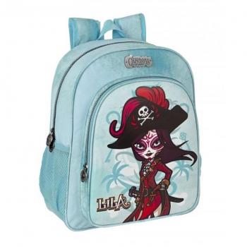 Mochila Junior Adaptable a Carro Catrinas Claire, Noelia y Lila 32x38x12cm - Safta