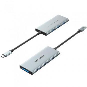 Vention USB Type-C Docking Station TOPHB, 1x HDMI, 3x USB Ports, SD & MicroSD Card Reader, Grey