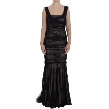 Dolce & Gabbana Black Floral Lace Long Bodycon Maxi Dress - IT44 | M