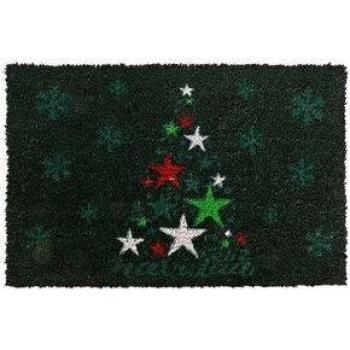 Felpudo de Navidad con diseño de estrellas verde 60x40 cm