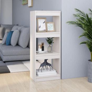 Librería/partición madera maciza de pino blanco 40x30x103,5 cm