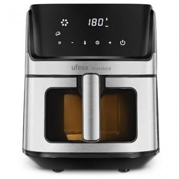Freidora de aire Ufesa Blackbird, 1700 W, 6.5 l, 8 programas, Temporizador 60min, Inox