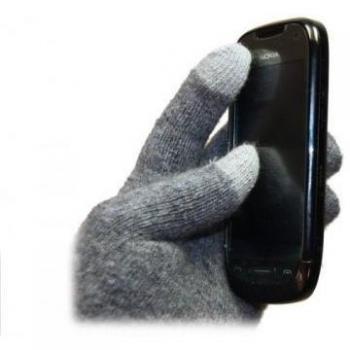 Protector de pantalla táctil guantes TPFNet - pantalla táctil guantes - guantes para todos los dispositivos con pantallas táctiles capacitivos gris Größe: M/L