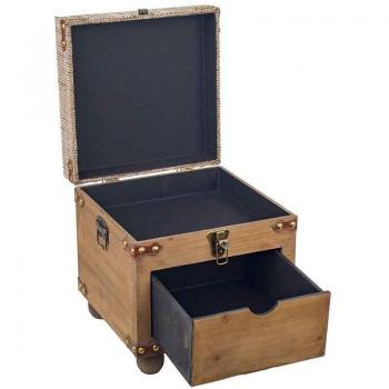 Baúl Rústico Cuadrado con Cajón