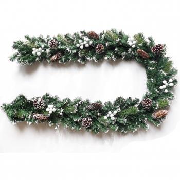 Guirnalda de Navidad Artificial 2.7M Decoración Exterior e Interior Adornos Navideños Varios Modelos Espumillón para Árbol, Boda y Fiesta