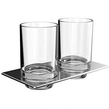 Portavasos Doble Emco Art con Copas de Cristal Transparente y Acabado Cromado, 162500100