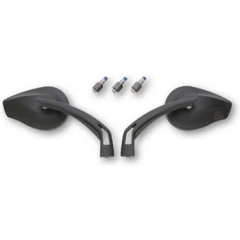 Retrovisor Highsider Phoenix 2 - Negro, diseño retro, cuerpo de aluminio, cristal convexo para mejor visibilidad, ajuste de ángulo, fácil instalación
