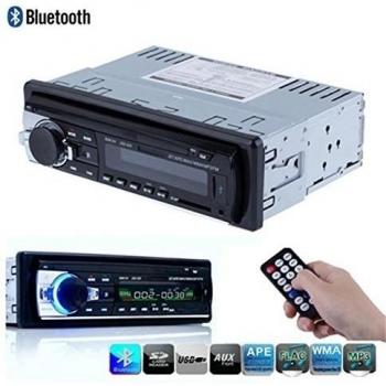 Unho® FM y ID3 Radio Audio Digital Estéreo para Carros Coches con Bluetooth Reproductor de MP3 / MP4 / MP5 Llamadas Manos Libres LED Pantalla, AUX audio Entrada, Lectura de Tarjeta SD, Disco de U, Sistema electrónico. Sonido Ajustable con Mando a