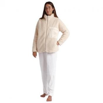 Admas Women's Long Sleeve Soft Home Fleece Robe with Zipper Closure