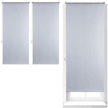 Set 3 Estores Opacos Térmicos Sin Perforar 70x160 cm, Cortina Enrollable Aislante, Tela-Aluminio-Plástico, Blanco