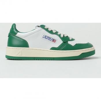 Autry Men's Two-Tone Leather Medalist Low Top Sneakers - White/Green, Size 43