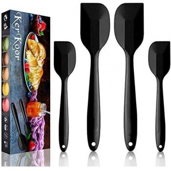 4 Espátulas de Silicona Resistentes al Calor sin BPA Núcleo de Acero Inoxidable Para Hornear o Cocinar
