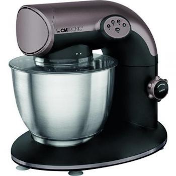 Clatronic KM 3633 W - Batidora amasadora, 5,6 l, 5 velocidades, 1200 W, incluye báscula de cocina, color negro y plateado