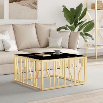 Mesa de centro dorada 80x80x40 cm en acero inoxidable y vidrio