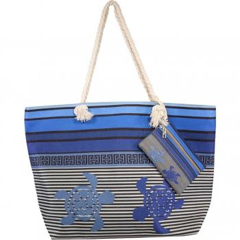 Bolso de playa estampado con monedero y asas largas de cuerda náutica