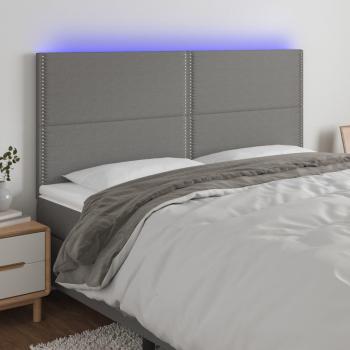 Cabecero LED gris oscuro 200x5x118/128 cm tejido con luces LED