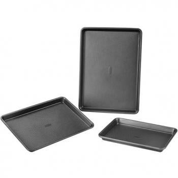 VEVOR 3-Piece Nonstick Carbon Steel Baking Pans Set with Silicone Handles for Cookies, Cakes, Muffins, and Bread