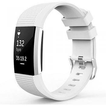 MoKo Fitbit Charge 2 Accesorios, [Puro Serie] Banda Reemplazo de Silicona Suave Deportiva para Fitbit Charge 2 Pulsera de actividad física y ritmo cardiaco, Fits 145mm-210mm - Blanco