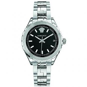 Versace Women's Analogue Swiss Quartz Watch with Stainless Steel Bracelet and Black Dial Hellenyium V12020015