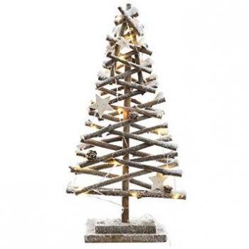 Árbol de Rattan Micro LED Efecto Nevado 25x12x50cm