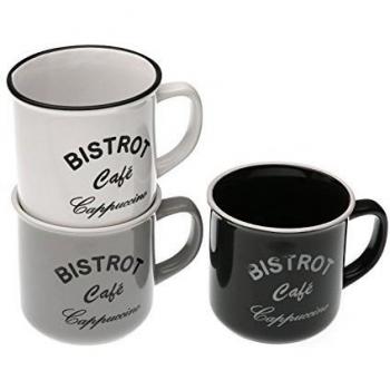 Versa 19470060 - Set de 3 tazas, diseño bistrot, 10 x 10 x 9,3 cm, color gris