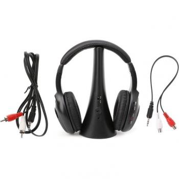 Auriculares Estéreo Inalámbricos 5 en 1 con Transmisor y Radio FM para TV, DVD, MP3 y PC