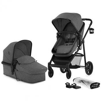 Kinderkraft Carrito Bebé 2 en 1 JULI, Silla de Paseo, Capazo, Plegable, Gris