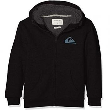 Quiksilver Best Wave Sherpa Youth - Sudadera con capucha y cremallera para niño, color negro, talla S