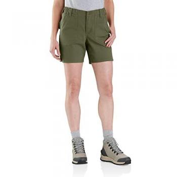 Carhartt Pantalones Cortos de Trabajo de Lona para Damas, Ajuste Relajado, Color Verde, Talla 2XL (38)