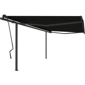 Toldo retráctil automático con postes 4,5x3,5 m Antracita