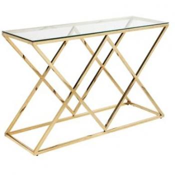 Consola CHARLOTTE de Pascal MORABITO - Cristal Templado y Acero Dorado
