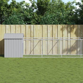 vidaXL Dog House with Roof Light Grey 117x60.9x123 cm Galvanised Steel