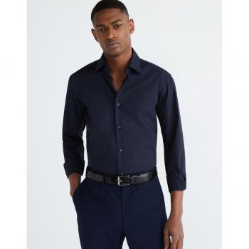 BOSS Slim Fit Stretch Poplin Business Shirt Dark Blue Size 43