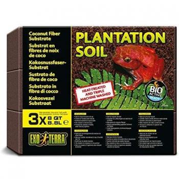 Sustrato para reptiles Plantation Soil Coco Exo Terra, comprimido en ladrillo, 3 x 8,8 litros