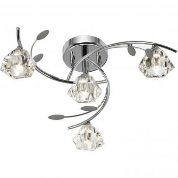 Plafón Sierra Chrome 4 bombillas 18cm, tipo: plafón de techo semi empotrado, características: acabado en cromo, incluye 4 bombillas G9, diámetro de 18 cm, diseño moderno y elegante