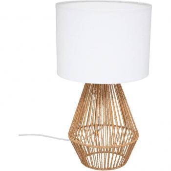 Lámpara de mesa de metal y algodón E27 25W Lila, altura de 40 cm, color lila y beige, ideal para iluminación y decoración