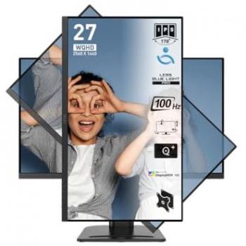 MSI PRO MP273QP E2 Monitor Profesional 27 LED IPS WQHD 2560 x 1440, 100Hz, HDR400, 4ms, Anti-Glare, Altavoces Integrados, Negro