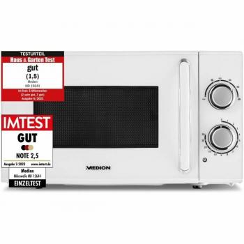 Microondas MEDION MD 15644 Blanco 700 W, 17 L, 6 Niveles de Potencia, Función Descongelar