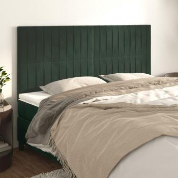Cabeceros de terciopelo verde oscuro 4 unidades 90x5x78/88 cm