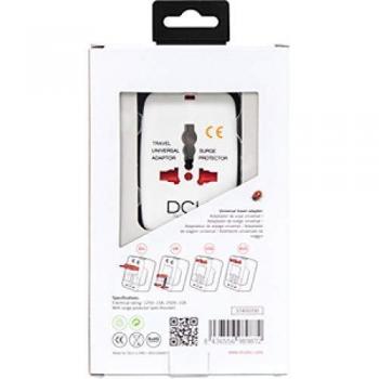 DCU Tecnologic | Adaptador Enchufe | Convertidor Internacional | Compatible con Europa, Reino Unido, EEUU, China, Japón y Australia | Protección contra sobretensiones | Blanco
