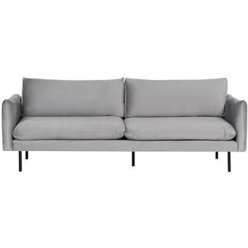 Sofá 3 Plazas de Terciopelo Gris con Patas Negras y Estilo Retro Moderno Vinterbro