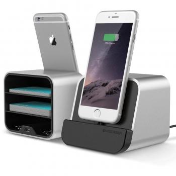 Y estación D/Dock, VRS Design [New i-depot] [Light Silver] – [posición de 75 °] [carga] [acabado de alta calidad] [espacio de almacenamiento] Compatible con todos los dispositivos Apple – Light Silver