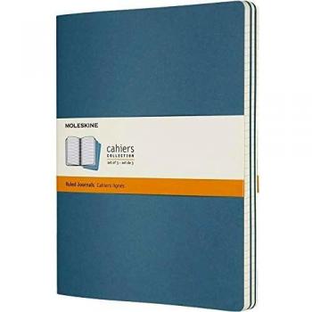 Set de 3 Libretas Moleskine Cahier XL Rayadas Azul Brillante 19x25 cm