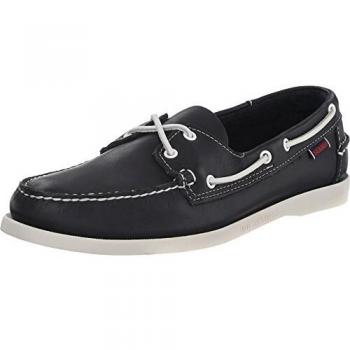 Navy Blue Sebago Dockside Sneakers - Leather Boat Shoes