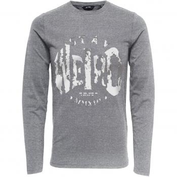 Only & Sons Camiseta Manga Larga Hombre S, Medium Grey Melange
