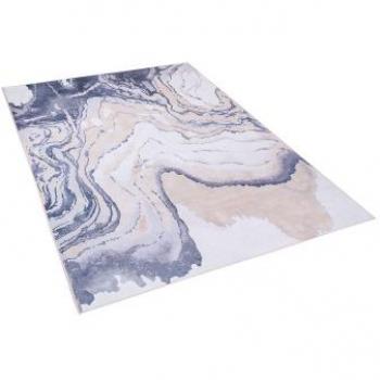 Alfombra Abstracta Beige y Azul de Poliéster 160 x 230 cm con Fondo de Goma